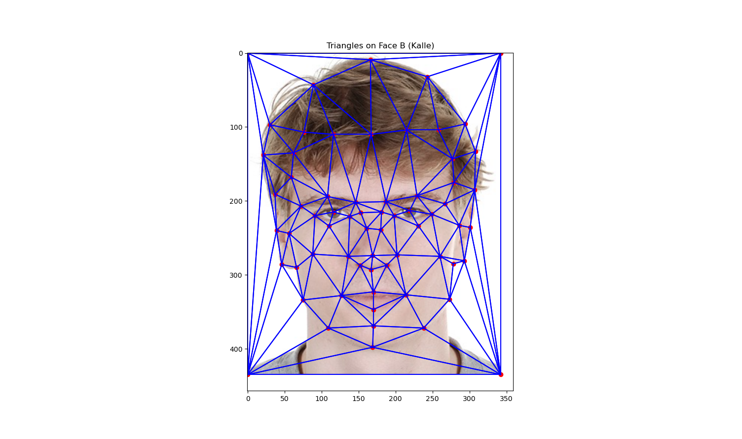 Triangulation of corresponding points on my face